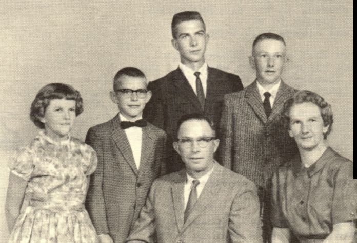 James Leroy Anders Family L. to R Cheryl Sue, Gary Joe, Richard Leroy, Charles Glen Front James Leroy. Catherine E 'Beth'.