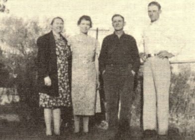 Ben Denson Family about 1949 in Mullen. L-R: Alida Fisher, Maude, Ben and Richard.