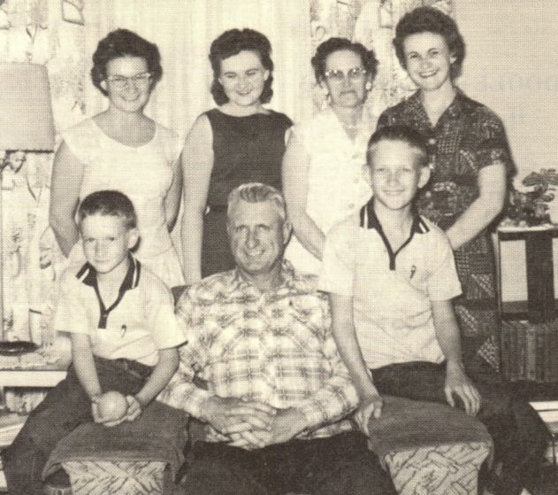 Ivan Dooley Family 1961, Back - Beth, Trila, Marie, Alice Front - Ronald, Ivan, Marlan.