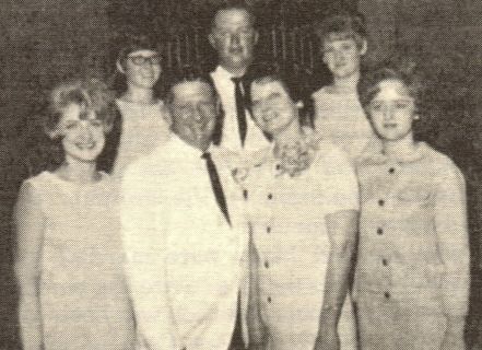 The Almond Elliott Family. Back Row - Judy, Dean, Lillie. Front Row - Alice, Almond, Mary and Patsy.