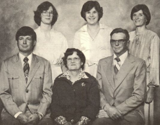 Wilbert Ericksen, 1979. Back Row L to R Peggy, Melissa, Alice. Front - Albert, Virginia, Wilbert.