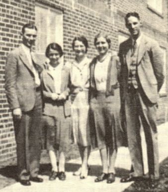 Mullen H.S. Teadhers early 30's. L.R. - V.B. Arnold Helen Culberton, ?, Don McClay