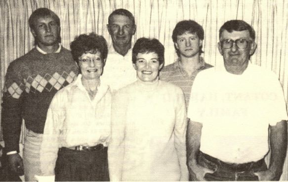 Montana Thanksgiving Day 1986. The Willis and Gary Cotant Families. Back Row - Curtis, Willis, Keith. Front - Linda (Christensen) Sharyl (Hatcher)