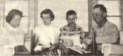 Donna, Beverly, Marvin, Donald Cox in their new ranch home - 1952