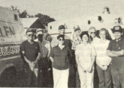 Active EMTS's 1988 Back Row - L-R - Tom Roseberry, Gary Tuton, Russ Evans, Jodi Phillips, Front - Mike Arends, Mona Brennan, Jan Furrow, Joan Rogers, Jim Marks, some not pictured