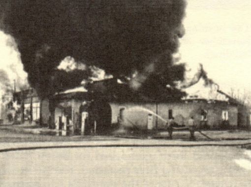 Burning of Co-op, May 17, 1956 at 9:30 A.M.